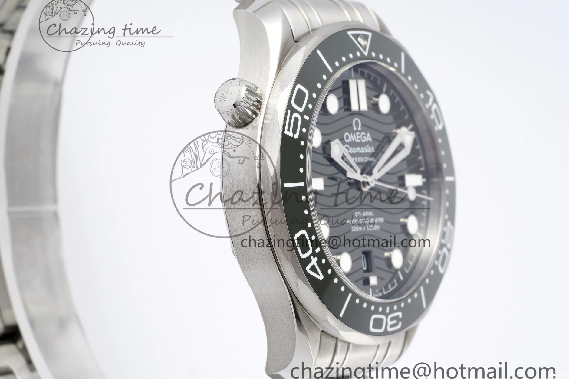 0406 Seamaster Diver 300M ZF 1:1 Best Edition Green Ceramic Green Dial on SS Bracelet A BestValue 7825